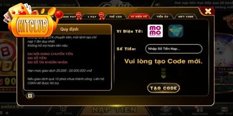 Nạp tiền vào tài khoản nhằm trải nghiệm game thú vị